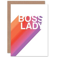 Boss Lady Gradient Colour Modern Typography Congrats Card