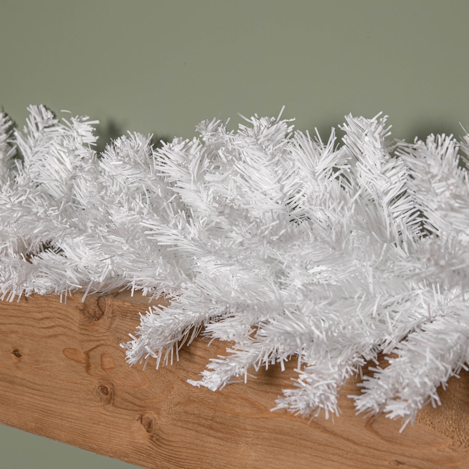 image 1 of 2.7m (9ft) White Christmas Garland with PVC Branches