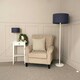 image 3 of ValueLights Charlie White Stem Table Lamp Navy Shade | Blue