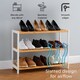 image 5 of Neo White/Natural 3-Tier Bamboo Shoe Rack Stand Natural Wooden Shoe Storage Shelf for Hallway Bedroom Bathroom | White | White/Natural