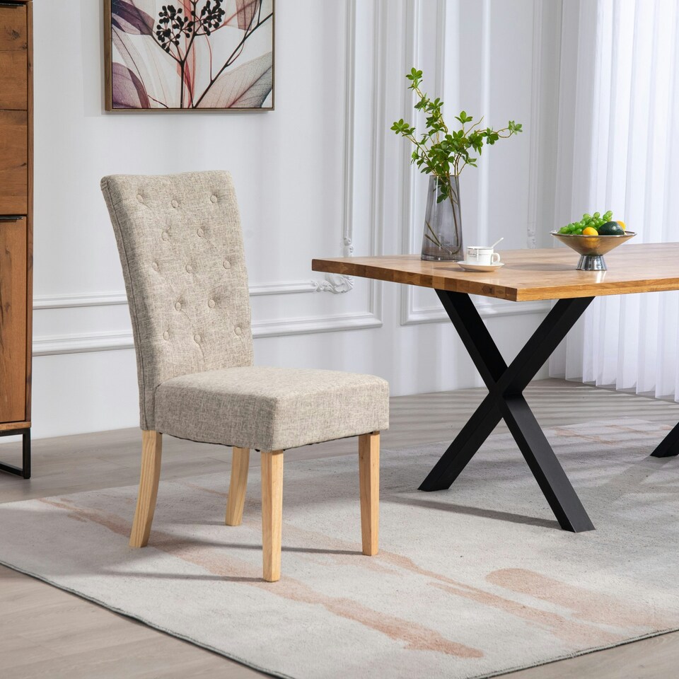 image 1 of Set of 2 Pienza Fabric Dining Chairs - Brown