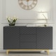 image 6 of Grey Sideboard 140cm – Diamond Pattern Fronts with Gold Legs Grey