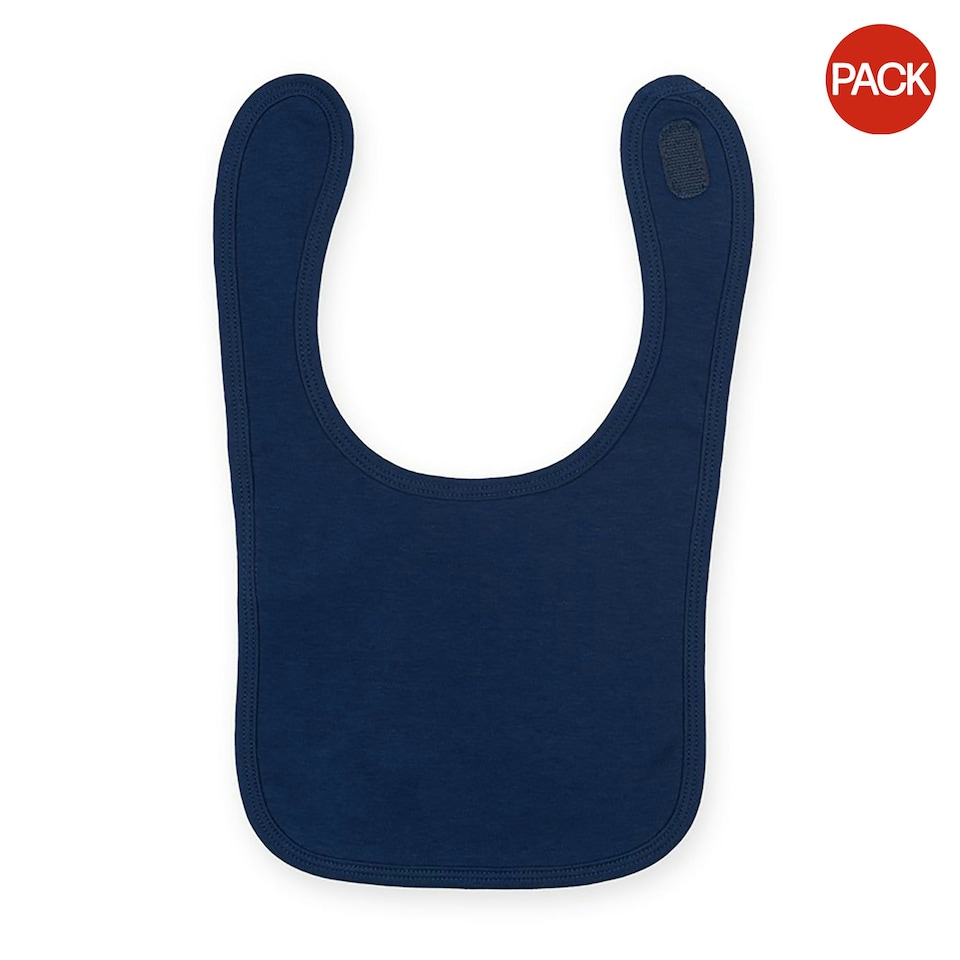 Larkwood Baby Unisex Plain & Contrast Bib (Pack of 2) - Navy - One Size
