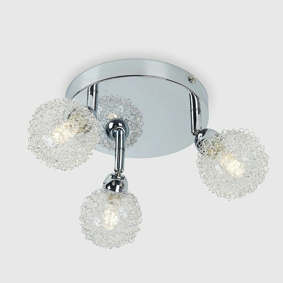 image 1 of ValueLights Alambre Polished Silver Semi-Flush Light and G9 Capsule LED 3W Warm White 3000K Bulb