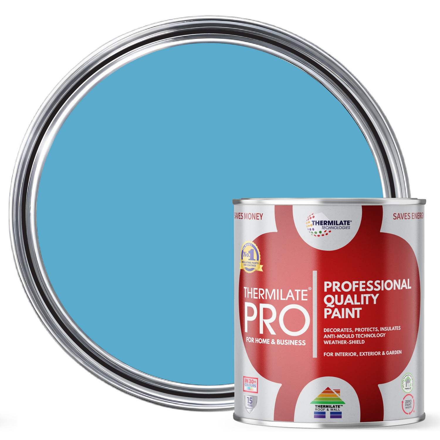 Thermilate PRO FLEX Interior & Exterior Paint - Multi-Surface Paint & Primer - All-in-One - Ocean Blue - 1L - Matt