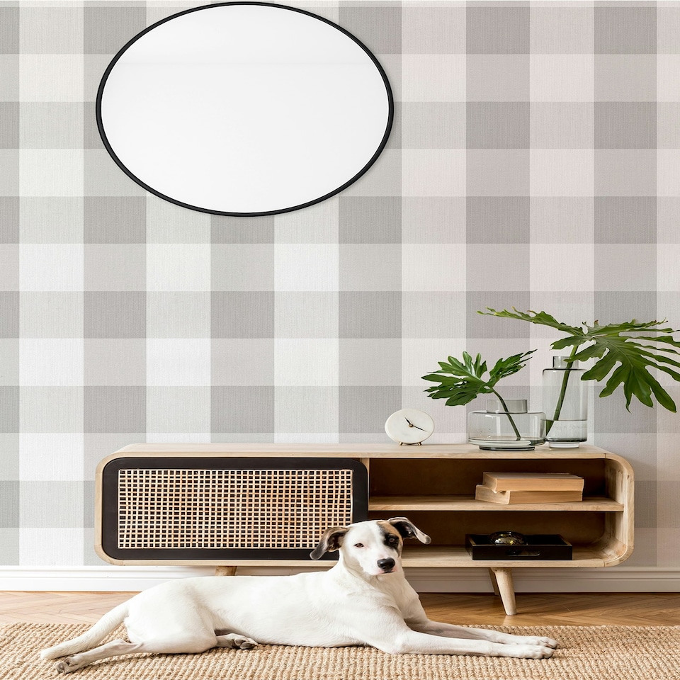 image 1 of NuWallpaper NU3671 Buffalo Plaid Peel & Stick Wallpaper, Grey Multi