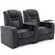 image 9 of Broadway 2 Seater Cinema Electric Recliner Chair USB LED Base w Tray (Black w White stitching)