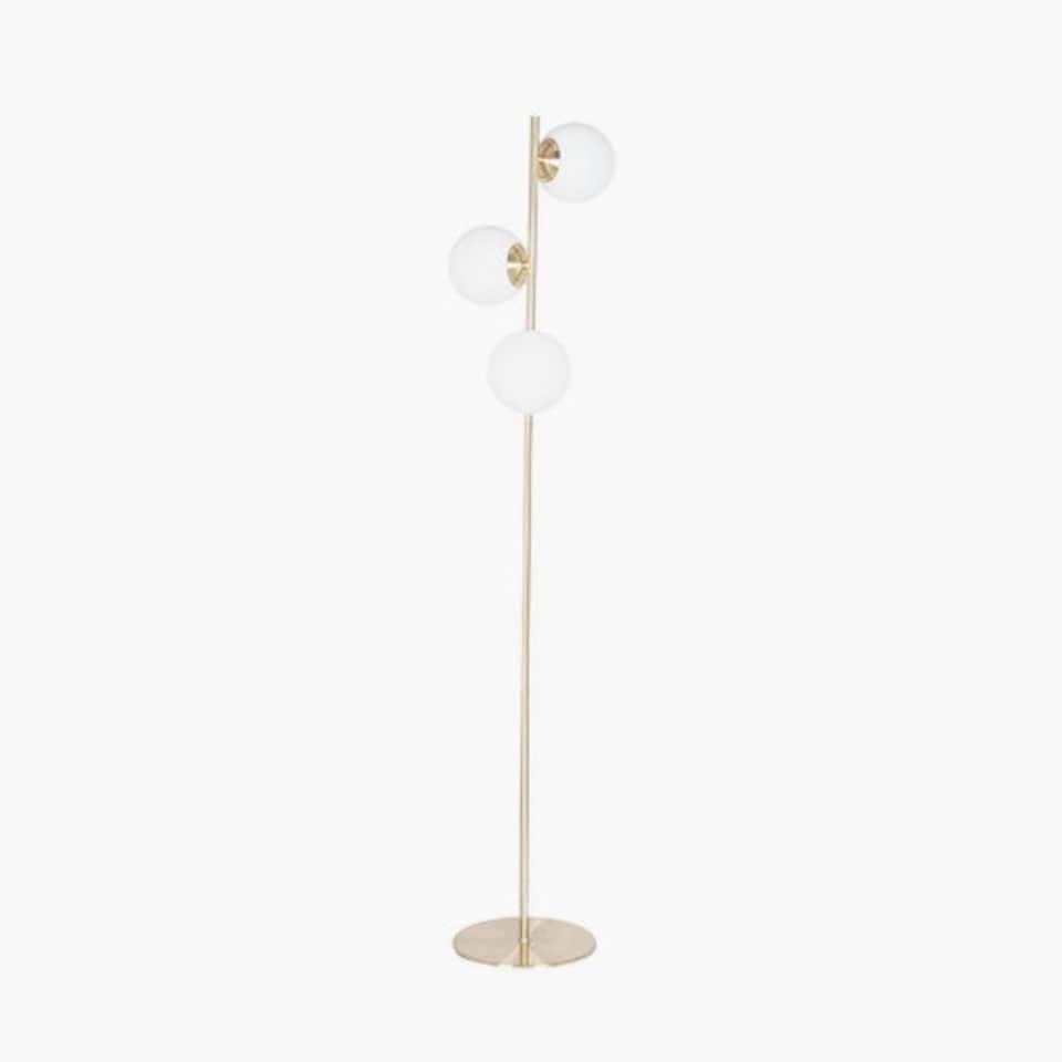 image 1 of White Orb and Gold Metal Floor Lamp