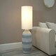 image 1 of ValueLights Deegan Grey Ceramic Midi Compact Floor Lamp with Tall Fabric Lamp Shade and LED Bulb