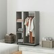 image 2 of HOMCOM Rolling Open Wardrobe Hanging Rail Storage Shelves for Clothes, Grey