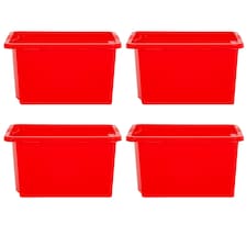 Wham Stack & Store 4 x 35L Plastic Storage Boxes | Red | 4