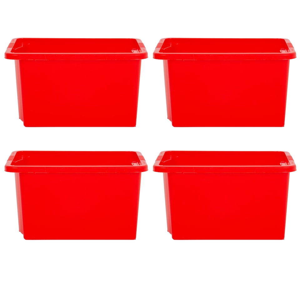 image 1 of Wham Stack & Store 4 x 35L Plastic Storage Boxes | Red | 4