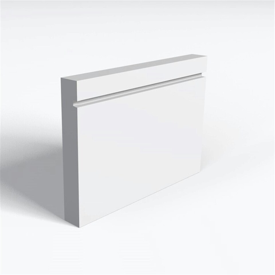 Pack of 15 (Total 15 Units) - MDF Primed Square Groove Skirting Board & Rebate - 25mm (T) x 144mm (H) x 3050mm (L)