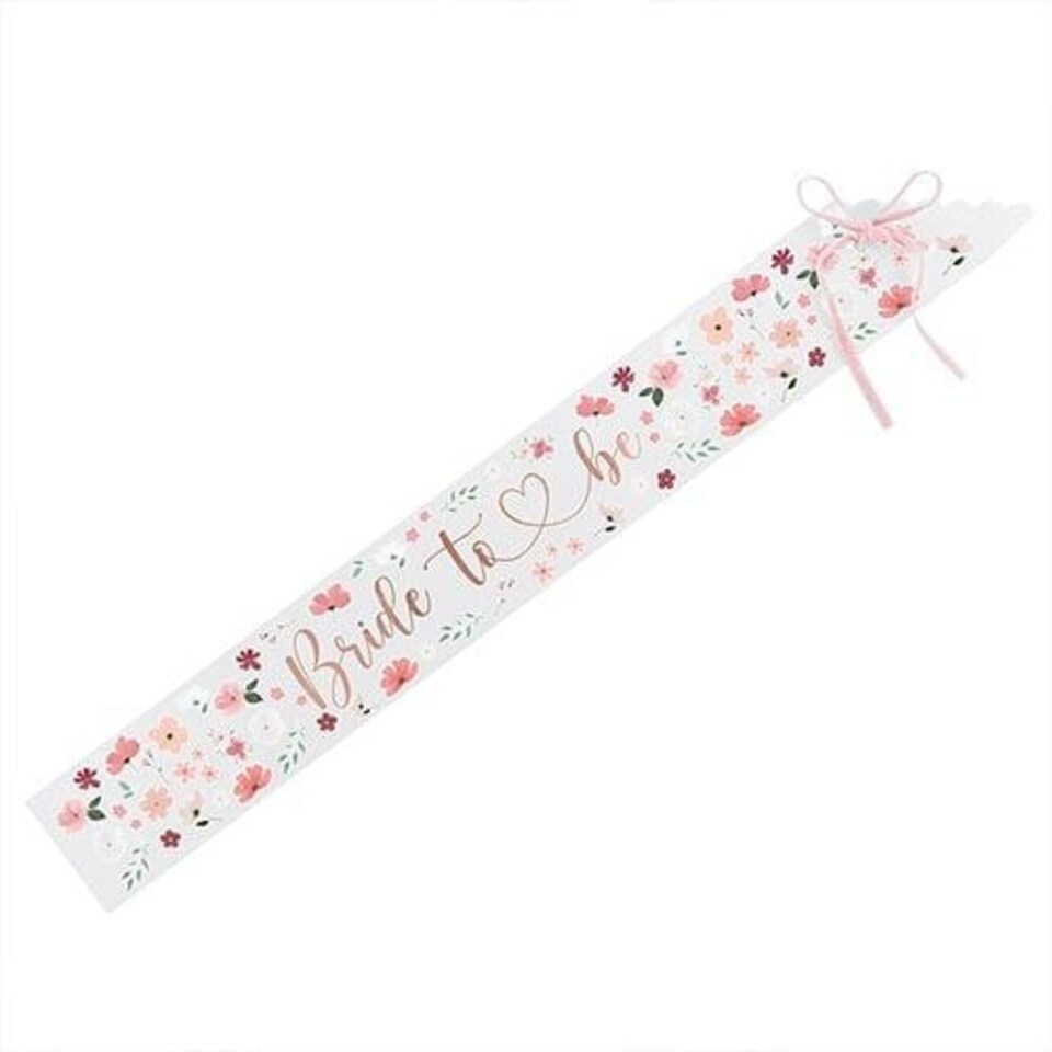 image 1 of Metallic Rose Gold Bride To Be Floral Paper Sash