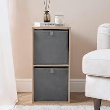 OHS 2 Pack Folding Storage Cubes Soft Matte Velvet Collapsible Home Modern Storage Organiser Space Saving Square Ottoman Boxes Grey | Charcoal Grey