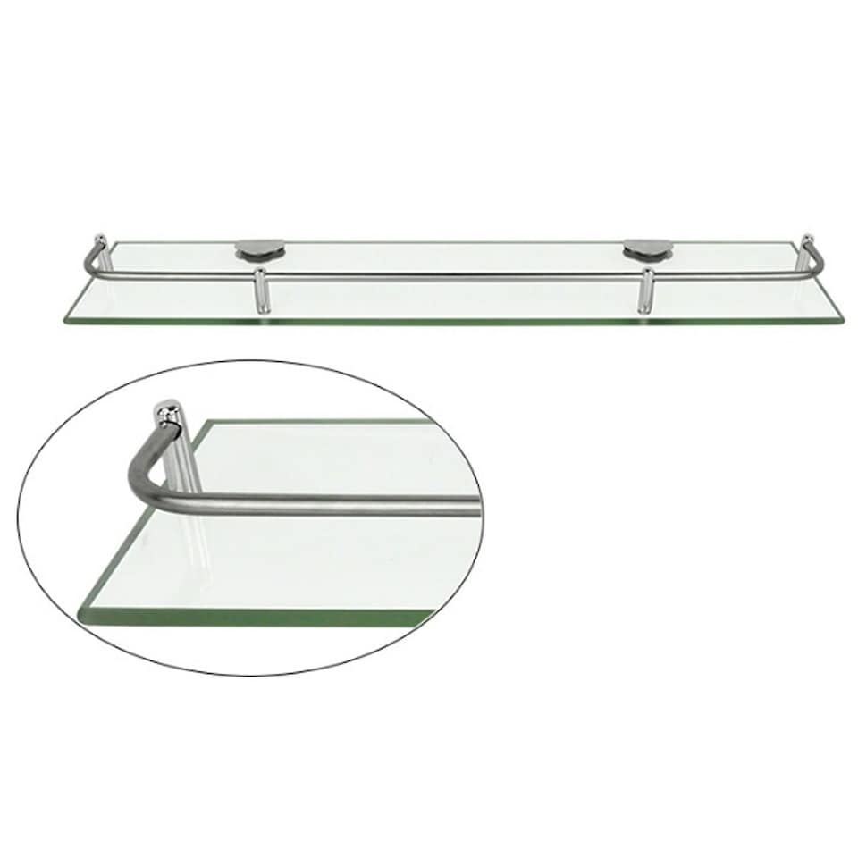 image 1 of Living and Home Bathroom Tempered Glass Shelf Wall Mounted - 60cm