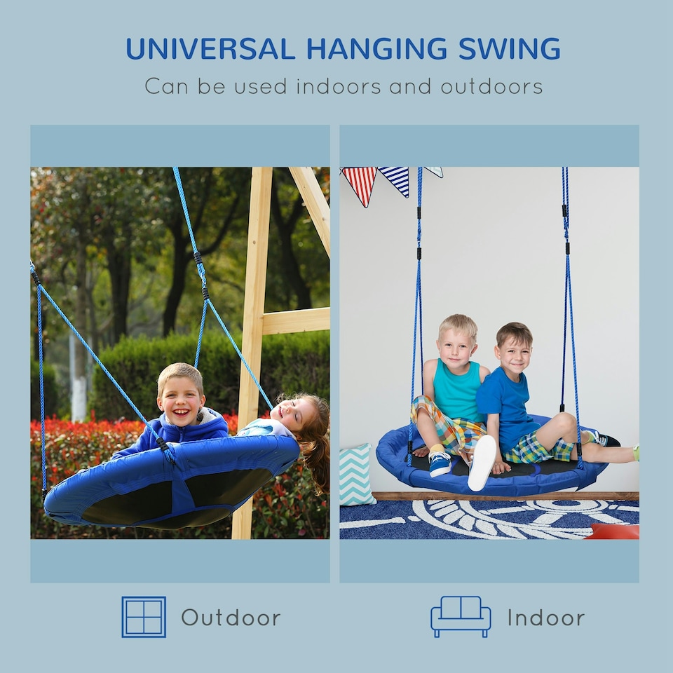 image 1 of HOMCOM Round Swing Kids Game Spin Rope Playground Steel φ100cm Playroom