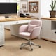 image 2 of Vinsetto Velvet Office Chair, Desk Chair, Makeup Vanity Chair with Massage Lumbar Pillow and Rolling Wheels for Bedroom and Home, Pink