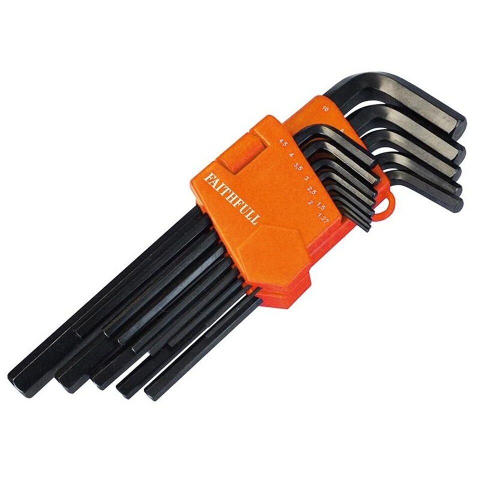 Faithfull Metric Long Arm Hex Key Set, 13 Piece - Multi Colour - One Size