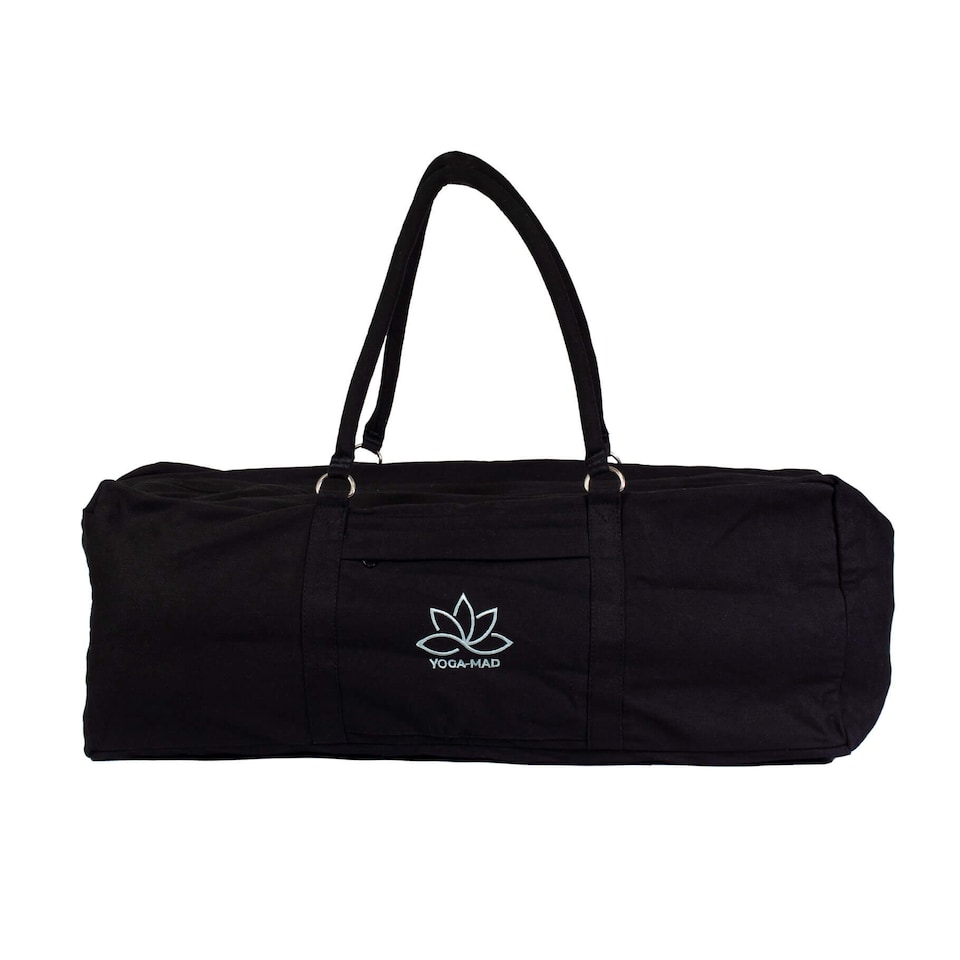 image 1 of Fitness Mad Deluxe Yoga Kit Bag - 62cm Cotton Bag with Showerproof Lining (Black) | Black | Black | 62cm (L) x 22cm (W) x 22cm (H)