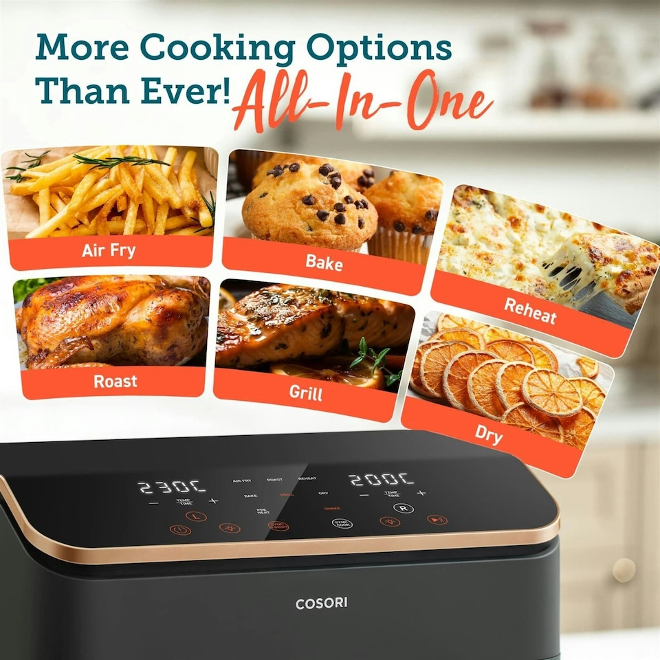 image 1 of Cosori Dual Basket 8.5 Litre Air Fryer - Golden