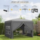 image 3 of Outsunny 3 x 3 M Pop Up Gazebo, Wedding Camping Party Tent Canopy Marquee with Carry Bag and 2 Windows, Grey