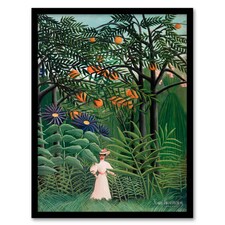 Henri Rousseau Framed Wall Art Woman Walking in an Exotic Forest Home Décor