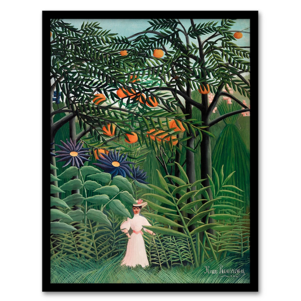 image 1 of Henri Rousseau Framed Wall Art Woman Walking in an Exotic Forest Home Décor
