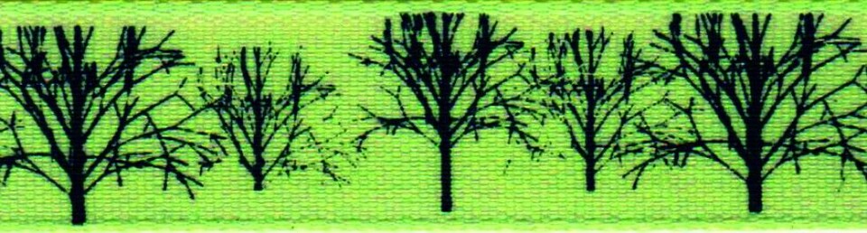 Berisfords 2 Kiwi 15mm Trees Ribbon for Dressmaking - per metre