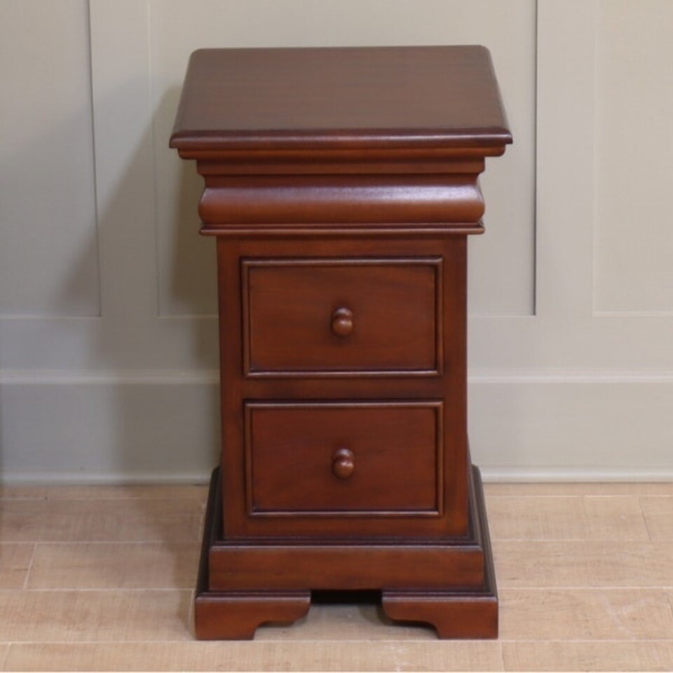 image 1 of French Louis Philippe Sleigh Style 2-3 Drawer Bedside - Mahogany Wood - L45 x W40 x H65 cm