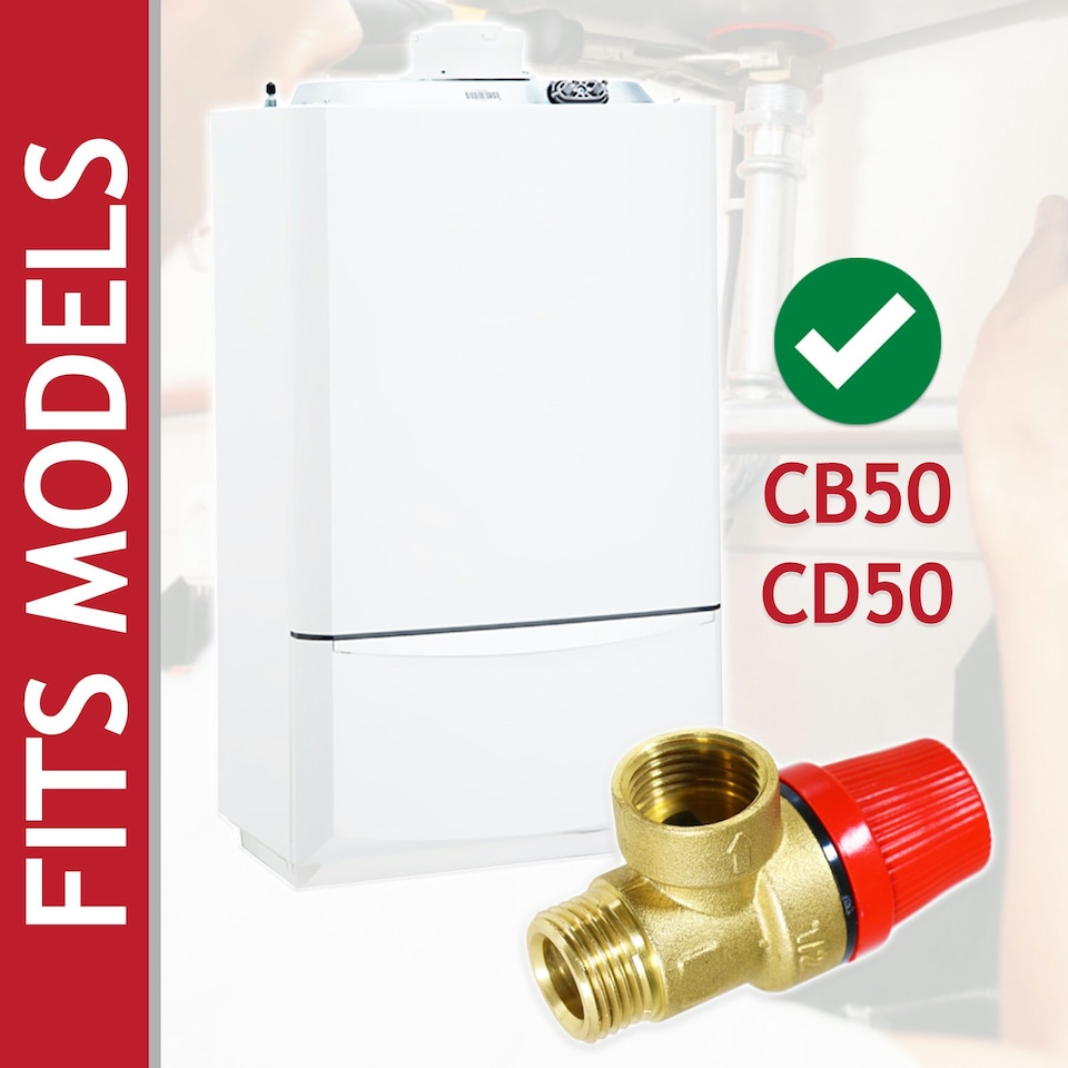 image 1 of SPARES2GO Pressure Relief Safety Valve for Alpha CB50 CD50 Boiler 3 Bar 1/2" BSP Male x Female Brass PRV