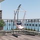 image 8 of Outsunny Hammock Chair Stand Only, Hanging Chair Stand with Extra Large Base, Heavy Duty Metal Single Hammock Egg Swing Frame for Indoor Outdoor, 150 KG Load Capacity, Black | Black | Black