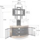 image 9 of Centurion Supports PANGEA Black/Oak Beam-Thru Curved True-Corner 32"-50" TV Cabinet with Mounting Arm Black | Oak
