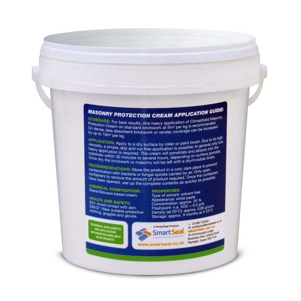 image 1 of Brick Waterproofer and Brick Damp Proofer, Masonry Cream, (ClimaShield), Brick Sealer, Breathable, Premium 25-Years Protection, 3L