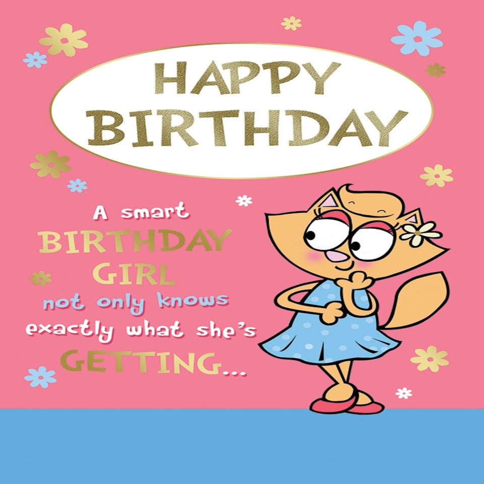 image 1 of Cute Cat Design Open Female Birthday Witty Words Card