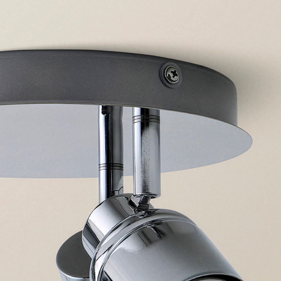 image 1 of ValueLights Benton Chrome IP44 Round Adjustable Ceiling Light | Chrome