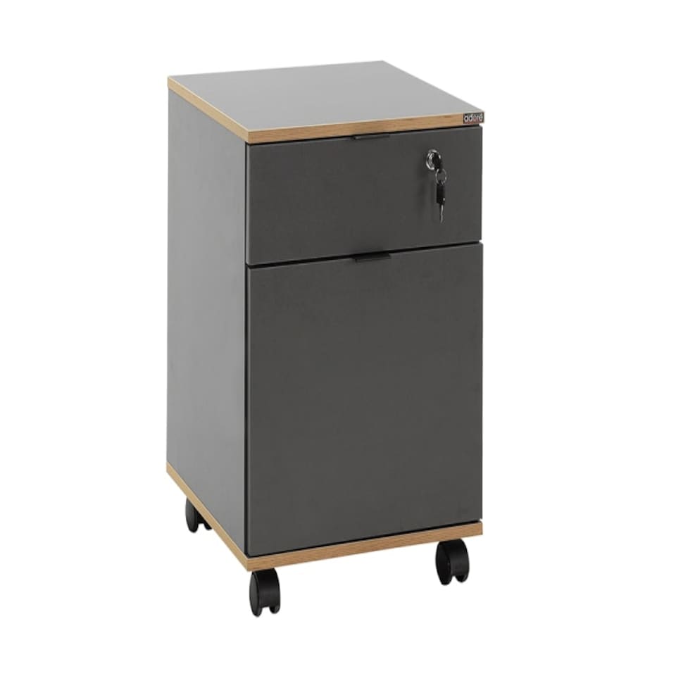 image 1 of Adore Rio Anthracite Grey Mobile Office Storage Cart With Lockable Drawer Grey