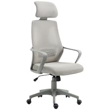 Vinsetto Ergonomic Office Chair, High Back Computer Chair, Mesh Desk Chair with Lumbar Support, Headrest, Wheel, Adjustable Height, Grey