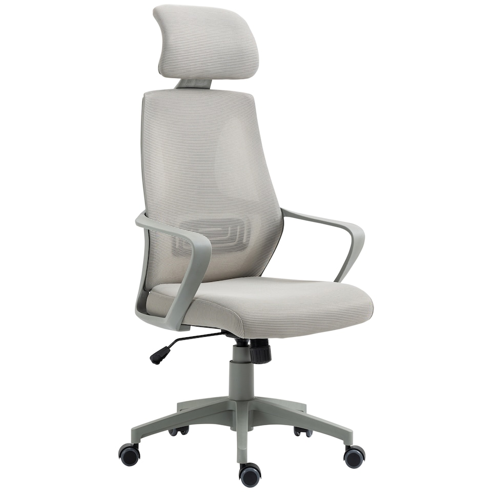 image 1 of Vinsetto Ergonomic Office Chair, High Back Computer Chair, Mesh Desk Chair with Lumbar Support, Headrest, Wheel, Adjustable Height, Grey
