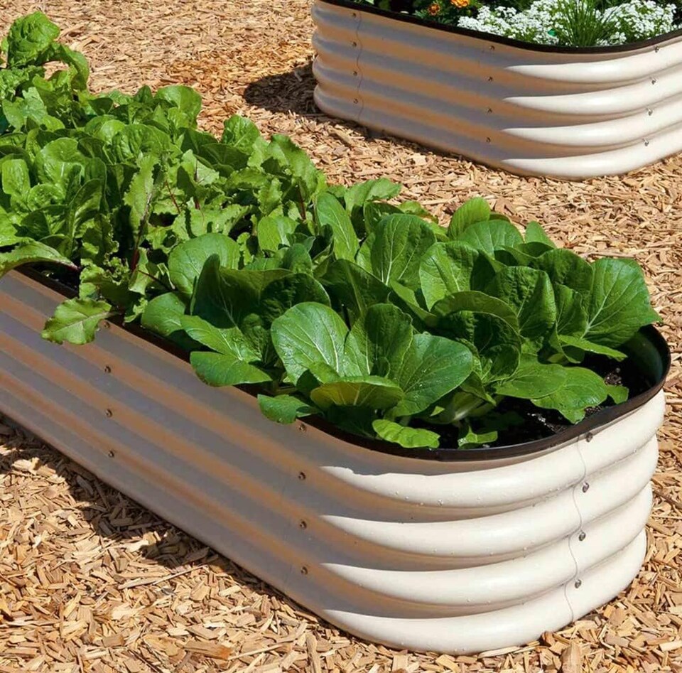 image 1 of Original Veggie Bed Merino White Vegetable Steel Raised Planter x2 | White
