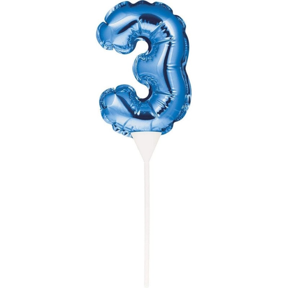 3 Balloon Cake Topper - Blue - Mini