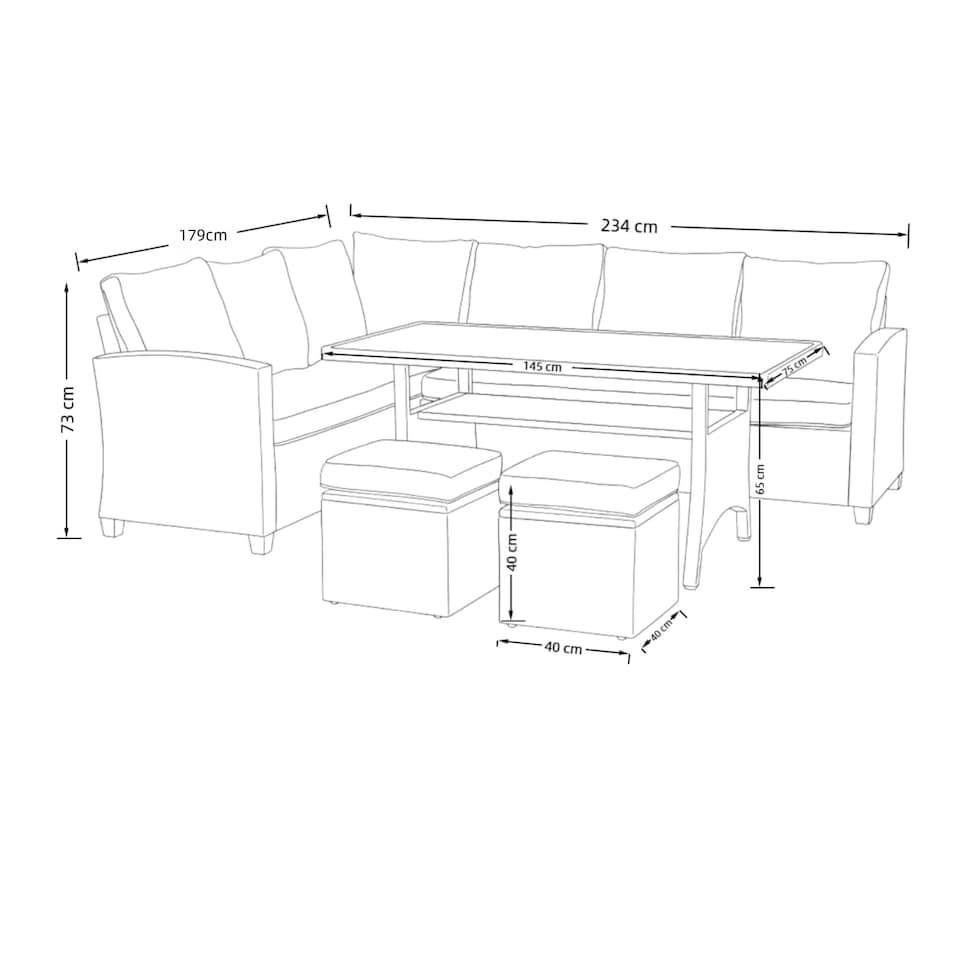image 1 of York 8 Seat grey rattan corner sofa dining set