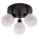 image 1 of Modern Designer Matte Black Spot Ceiling Light with White Ribbed Glass Shades