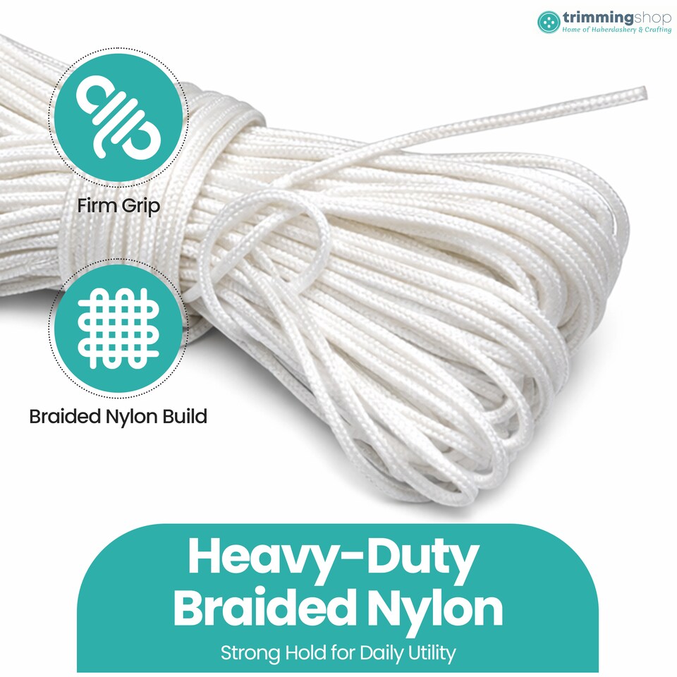 image 1 of 1.2mm x 20 Metres White Nylon Cord for Jewelry Making & DIY Crafts