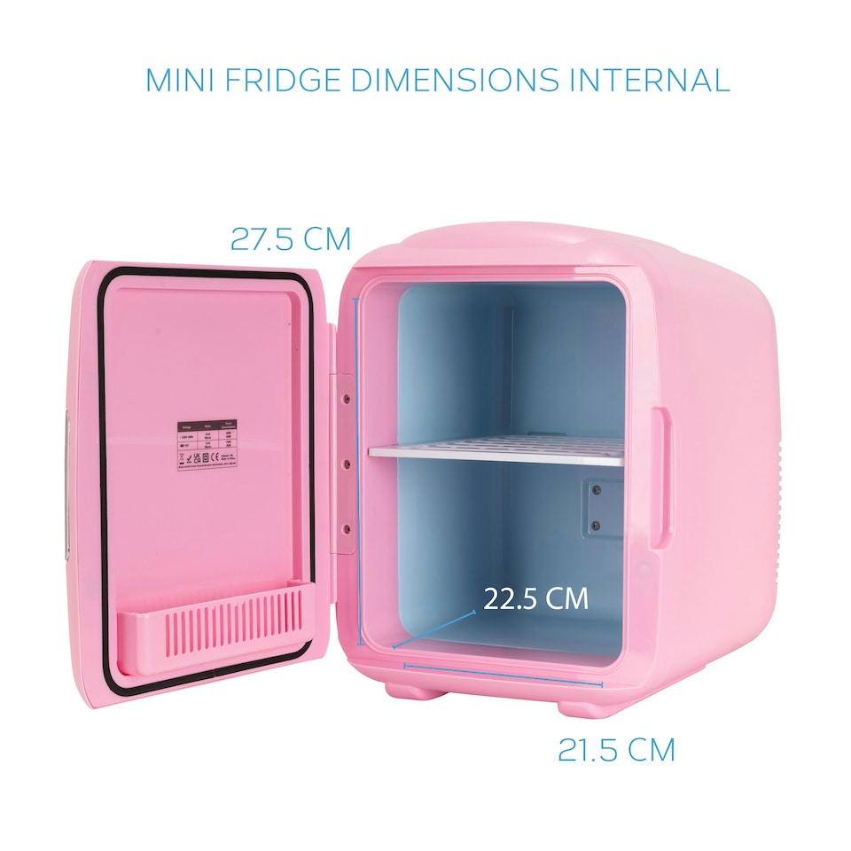 image 1 of MONCOOK Mini Fridge For Bedrooms - Small, Portable & Quiet Mini Fridges For Skincare, Medicine, Food & Drinks - Cooling & Warming Function - 14L - Pink Mono