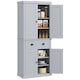 image 1 of HOMCOM 183cm Tall Kitchen Cupboard, Kitchen Pantry Cabinet with Drawer, 3 Adjustable Shelves and 4 Doors, Freestanding Storage Cabinet for Dining Room, Living Room, Grey