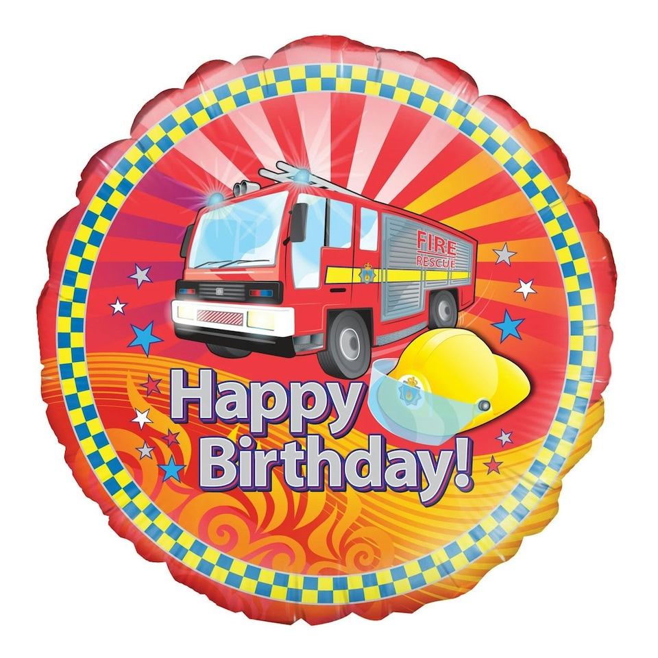 Oaktree Fire Engine Happy Birthday Foil Balloon - Multicoloured - One Size