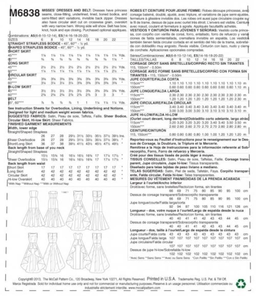 image 1 of McCall's 6838 Paper Sewing Pattern – Women’s Dress, UK Sizes 14–16–18–20–22, Intermediate