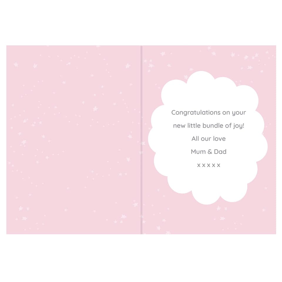 image 1 of Personalised '10 Little Fingers' Pink Baby Card