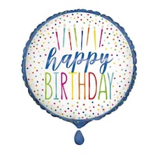 Unique Party Happy Birthday Foil Balloon - Blue/White/Pink - One Size